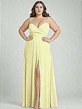 Alt View 1 Thumbnail - Butter Yellow Adjustable Strap Wrap Bodice Maxi Dress with Front Slit 