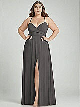 Alt View 1 Thumbnail - Caviar Gray Adjustable Strap Wrap Bodice Maxi Dress with Front Slit 