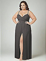 Alt View 2 Thumbnail - Caviar Gray Adjustable Strap Wrap Bodice Maxi Dress with Front Slit 