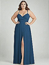 Alt View 1 Thumbnail - Dusk Blue Adjustable Strap Wrap Bodice Maxi Dress with Front Slit 