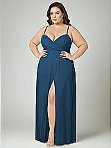 Alt View 2 Thumbnail - Dusk Blue Adjustable Strap Wrap Bodice Maxi Dress with Front Slit 