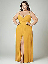 Alt View 2 Thumbnail - NYC Yellow Adjustable Strap Wrap Bodice Maxi Dress with Front Slit 