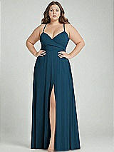 Alt View 1 Thumbnail - Atlantic Blue Adjustable Strap Wrap Bodice Maxi Dress with Front Slit 