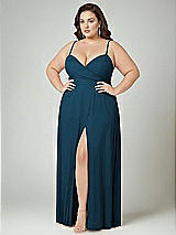 Alt View 2 Thumbnail - Atlantic Blue Adjustable Strap Wrap Bodice Maxi Dress with Front Slit 