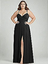 Alt View 1 Thumbnail - Black Adjustable Strap Wrap Bodice Maxi Dress with Front Slit 