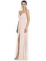 Side View Thumbnail - Blush Adjustable Strap Wrap Bodice Maxi Dress with Front Slit 