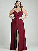 Alt View 1 Thumbnail - Burgundy Adjustable Strap Wrap Bodice Maxi Dress with Front Slit 