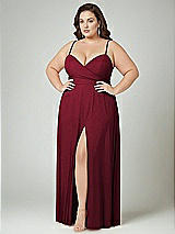 Alt View 2 Thumbnail - Burgundy Adjustable Strap Wrap Bodice Maxi Dress with Front Slit 