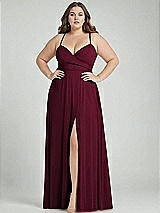 Alt View 1 Thumbnail - Cabernet Adjustable Strap Wrap Bodice Maxi Dress with Front Slit 