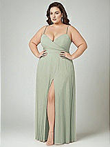 Alt View 2 Thumbnail - Celadon Adjustable Strap Wrap Bodice Maxi Dress with Front Slit 