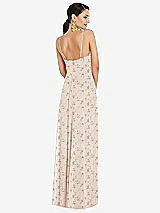 Rear View Thumbnail - Coquette Floral Print Adjustable Strap Wrap Bodice Maxi Dress with Front Slit 