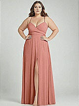 Alt View 1 Thumbnail - Desert Rose Adjustable Strap Wrap Bodice Maxi Dress with Front Slit 