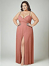 Alt View 2 Thumbnail - Desert Rose Adjustable Strap Wrap Bodice Maxi Dress with Front Slit 