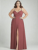 Alt View 1 Thumbnail - English Rose Adjustable Strap Wrap Bodice Maxi Dress with Front Slit 