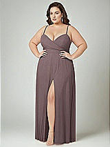 Alt View 2 Thumbnail - French Truffle Adjustable Strap Wrap Bodice Maxi Dress with Front Slit 