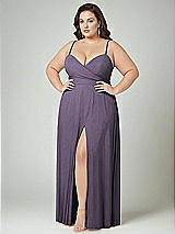 Alt View 2 Thumbnail - Lavender Adjustable Strap Wrap Bodice Maxi Dress with Front Slit 