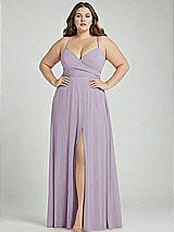 Alt View 1 Thumbnail - Lilac Haze Adjustable Strap Wrap Bodice Maxi Dress with Front Slit 