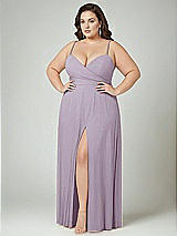 Alt View 2 Thumbnail - Lilac Haze Adjustable Strap Wrap Bodice Maxi Dress with Front Slit 