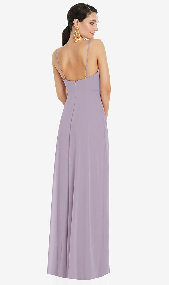 Back View - Lilac Haze Adjustable Strap Wrap Bodice Maxi Dress with Front Slit 