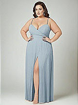 Alt View 2 Thumbnail - Mist Adjustable Strap Wrap Bodice Maxi Dress with Front Slit 