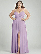 Alt View 1 Thumbnail - Pale Purple Adjustable Strap Wrap Bodice Maxi Dress with Front Slit 