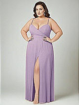 Alt View 2 Thumbnail - Pale Purple Adjustable Strap Wrap Bodice Maxi Dress with Front Slit 