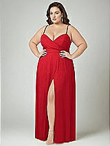 Alt View 2 Thumbnail - Parisian Red Adjustable Strap Wrap Bodice Maxi Dress with Front Slit 