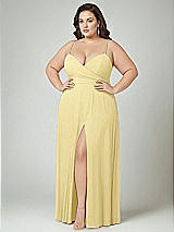 Alt View 2 Thumbnail - Pale Yellow Adjustable Strap Wrap Bodice Maxi Dress with Front Slit 