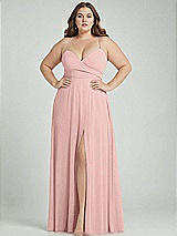 Alt View 1 Thumbnail - Rose - PANTONE Rose Quartz Adjustable Strap Wrap Bodice Maxi Dress with Front Slit 