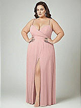 Alt View 2 Thumbnail - Rose - PANTONE Rose Quartz Adjustable Strap Wrap Bodice Maxi Dress with Front Slit 