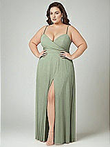 Alt View 2 Thumbnail - Sage Adjustable Strap Wrap Bodice Maxi Dress with Front Slit 