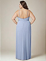 Alt View 3 Thumbnail - Sky Blue Adjustable Strap Wrap Bodice Maxi Dress with Front Slit 