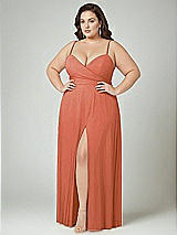 Alt View 2 Thumbnail - Terracotta Copper Adjustable Strap Wrap Bodice Maxi Dress with Front Slit 