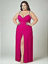 Alt View 2 Thumbnail - Think Pink Adjustable Strap Wrap Bodice Maxi Dress with Front Slit 