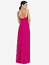 Rear View Thumbnail - Think Pink Adjustable Strap Wrap Bodice Maxi Dress with Front Slit 