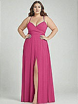 Alt View 1 Thumbnail - Tea Rose Adjustable Strap Wrap Bodice Maxi Dress with Front Slit 