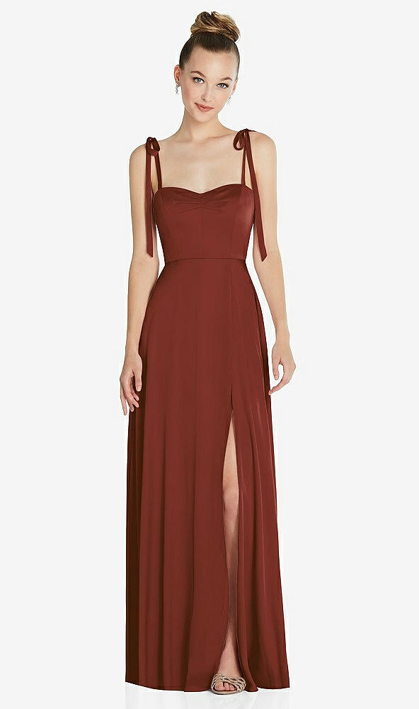 Front View - Auburn Moon Tie Shoulder A-Line Maxi Dress