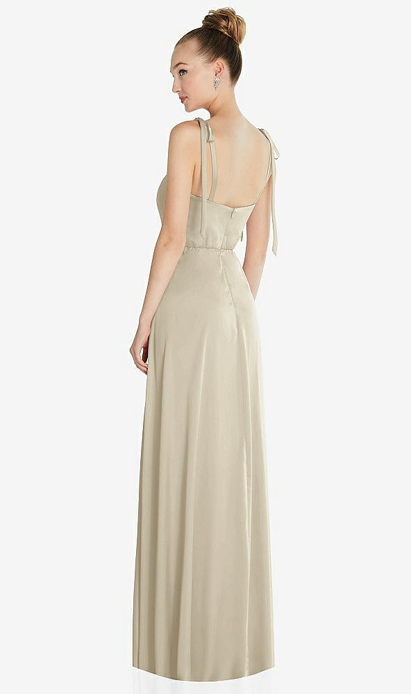 Back View - Champagne Tie Shoulder A-Line Maxi Dress