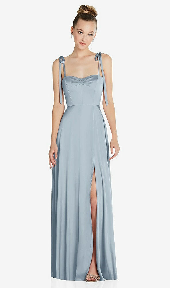 Front View - Mist Tie Shoulder A-Line Maxi Dress