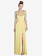 Front View Thumbnail - Pale Yellow Tie Shoulder A-Line Maxi Dress