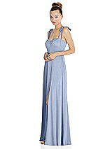 Side View Thumbnail - Sky Blue Tie Shoulder A-Line Maxi Dress