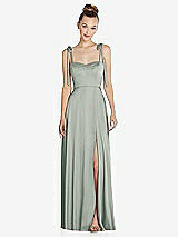 Front View Thumbnail - Willow Green Tie Shoulder A-Line Maxi Dress