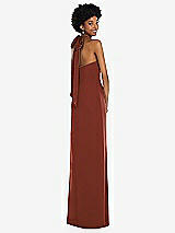 Alt View 1 Thumbnail - Auburn Moon Draped Satin Grecian Column Gown with Convertible Straps