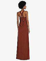 Alt View 2 Thumbnail - Auburn Moon Draped Satin Grecian Column Gown with Convertible Straps