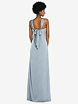 Alt View 3 Thumbnail - Mist Draped Satin Grecian Column Gown with Convertible Straps