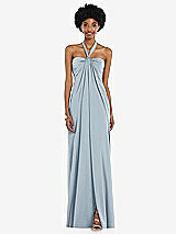 Alt View 4 Thumbnail - Mist Draped Satin Grecian Column Gown with Convertible Straps