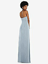 Alt View 6 Thumbnail - Mist Draped Satin Grecian Column Gown with Convertible Straps