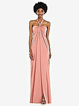 Alt View 4 Thumbnail - Rose - PANTONE Rose Quartz Draped Satin Grecian Column Gown with Convertible Straps