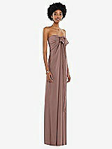 Alt View 5 Thumbnail - Sienna Draped Satin Grecian Column Gown with Convertible Straps