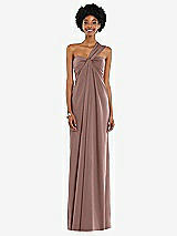 Alt View 7 Thumbnail - Sienna Draped Satin Grecian Column Gown with Convertible Straps